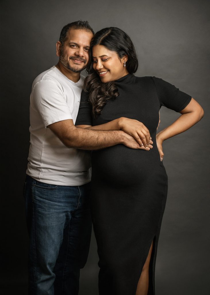 Casual Maternity Couple Studio Photoshoot Emotional Pregnancy Photography Sutton Surrey London Photographer