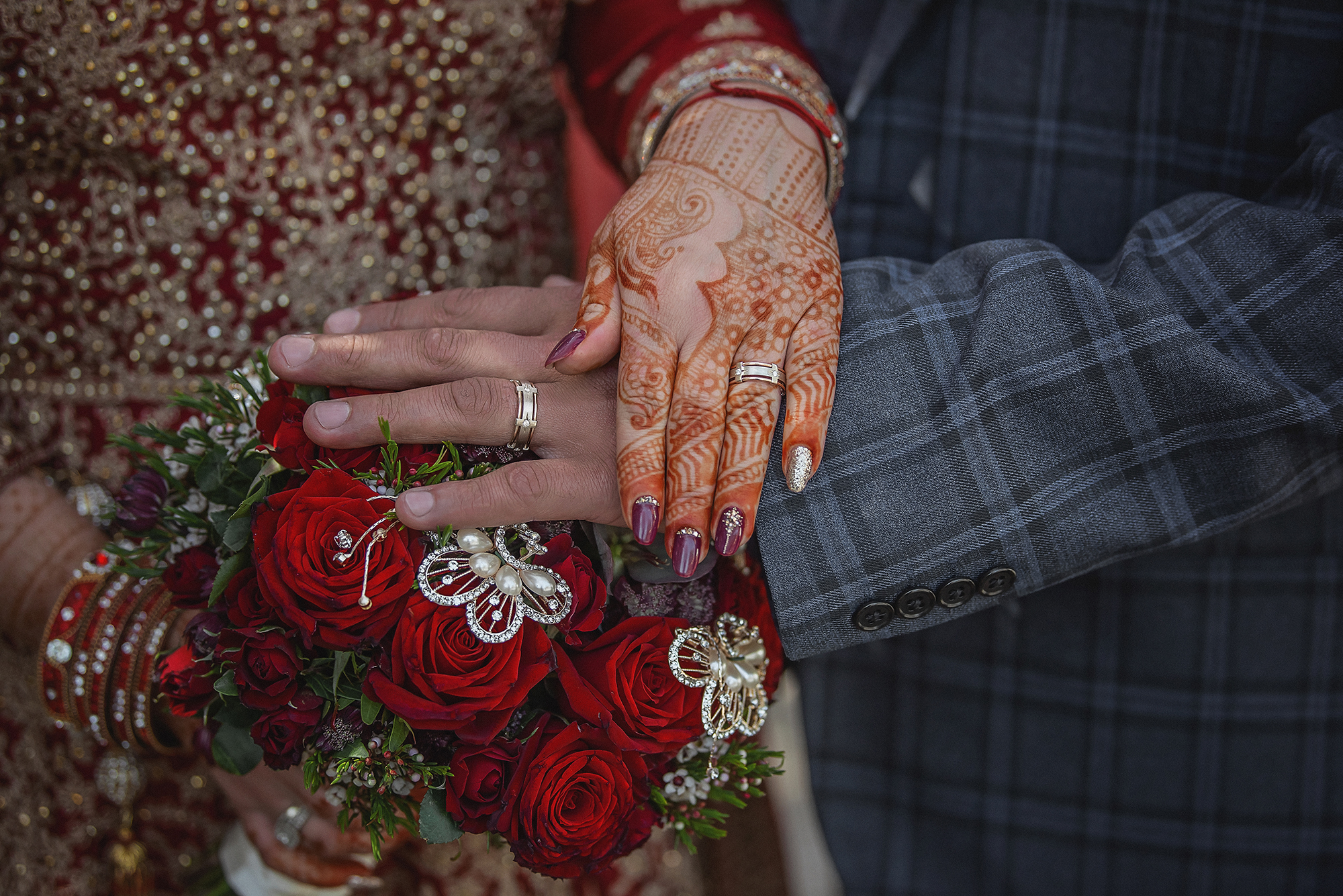 Creative Indian Wedding Hands Rings Flowers Photography Kew Gardens London