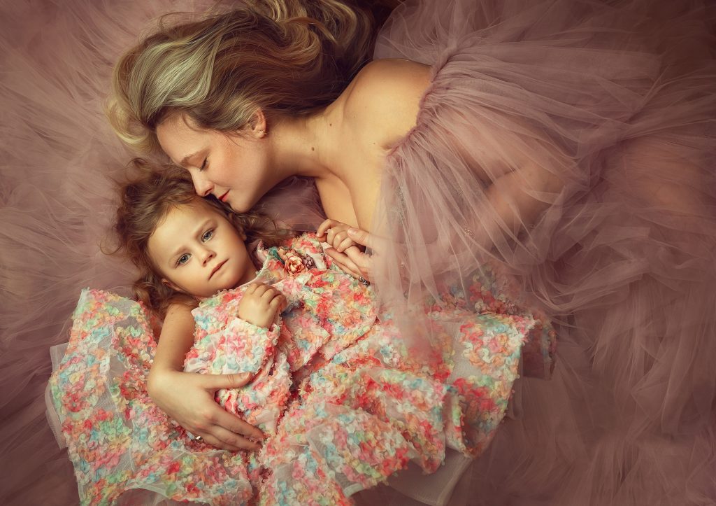 mother and daughter family studio photography painterly dreamy style photographer in Sutton South London and Surrey