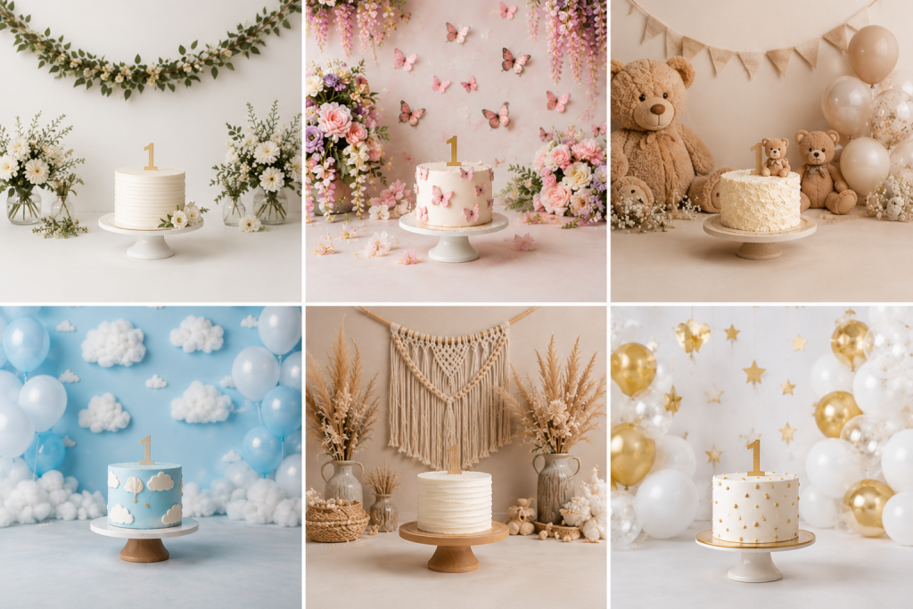 Baby cake smash themes ideas for photoshoot South London Surrey photographer